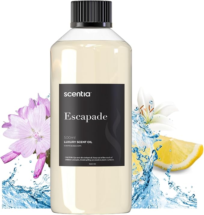 Hotel Diffuser Oil Inspired by The Ritz Carlton Hotel Scent - 500 ml 16.9 fl oz - Fragrance Oil Blend Botanical Jasmine & Marine Notes for Aromatherapy Diffusers - Escapade, Mothers Day Gift