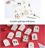 100 Pack Fashion Christmas Gift Tags， Xmas Fashion Gift Tags with Jute Twine Baker Twine for DIY Xmas Holiday Present Wrap Stamp and Label Package Name Card