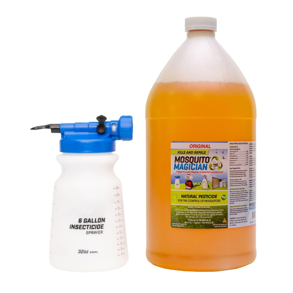 Mosquito Magician Hose End Sprayer with 1 Gallon Liquid Concentrate – Outdoor Mosquito Killer, Flea Yard Spray, Fire Ant Control, Safe for People & Pets, Mosquito Repellent for Lawn, Patio & Plants