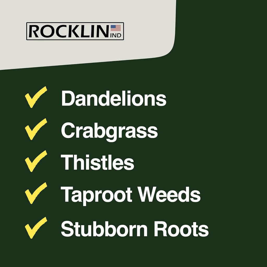 Rocklin™ Stand Up Weed Puller Tool - 4 Claw Steel Head - 48 inch Handle - 100% Metal - Easily Remove Weeds Without Bending or Kneeling (WeedPuller2.0)