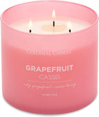 Colonial Candle Pop of Color Grapefruit Cassis 14.5 Oz Scented Matt Glass Jar Candle,Three Premium Cotton Wicks