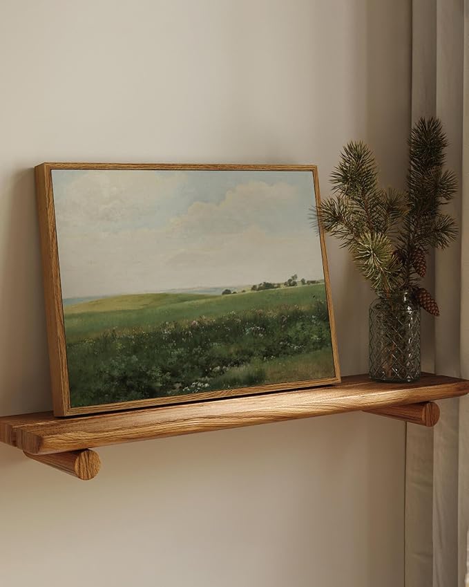 InSimSea Framed Canvas Wall Art Vintage Decor, Country Wall Art for Living Room, Vast Grassland Bathroom Pictures Wall Decor, Landscape Painting Home Decor, Office Dining Room Decor, 12"x16"