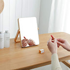 ZOROSY Desk Makeup Mirrors with Wood - Rectangle Wall-Mounted Mirrors Table Mirrors for Living Room Bedroom Birthday Gifts (10.5" L x 7.8" W)