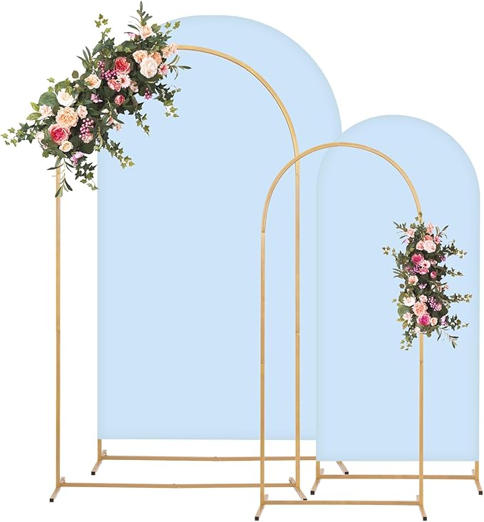 Metal Arch Backdrop Stand and Cover Set, 8FT, 7.2FT Party Backdrop, Easy to Assemble, Backdrop Stand for Parties, Birthday, Baby Shower
