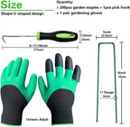 Bakulyor 200Pcs Green Landscape Staples 6 Inch Garden Artificial Turf Stakes Staples, 11 Gauge Lawn Galvanized Ground Fabric Pins for Weed Barrier Sod Decorations Holding Fence and Irrigation Tubing