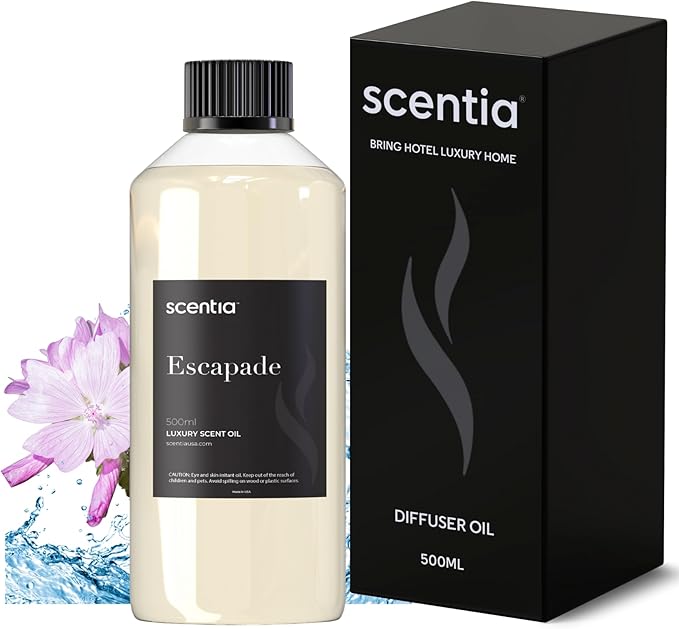 Hotel Diffuser Oil Inspired by The Ritz Carlton Hotel Scent - 500 ml 16.9 fl oz - Fragrance Oil Blend Botanical Jasmine & Marine Notes for Aromatherapy Diffusers - Escapade, Mothers Day Gift