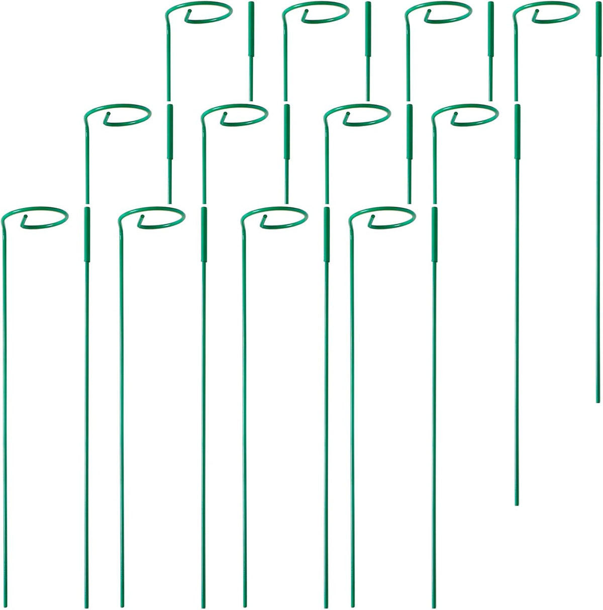 12 Pack Plant Stakes,Plant Support Stakes for Two Sizes(16 or 32 Inches),Plant Stakes for Outdoor Plants,Garden Flower,Tomato(Green)