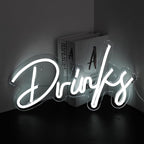 Looklight Drinks Neon Sign,Bar Neon Sign,Neon Signs for Wall Decor,Neon Sign For Room,White Neon Light Sign Led Neon Bar Signs USB Connectivity Light Up Wall Decor for Teen Room Bedroom Bar Store
