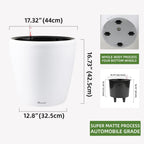 Dexceder 18x17 Self Watering Planter with Wheels (White Matte)