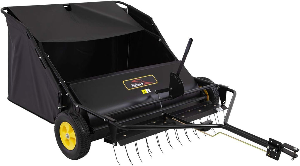 Brinly STS-42BHDK-A 42" Tow-Behind Lawn Sweeper with Dethatcher and Hamper Windscreen