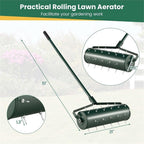 Pemberly Row 21 inch Manual Lawn Aerator Heavy Duty Grass Tool Green