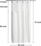 N&Y HOME 48 Inch Waffle Weave Shower Curtain with Snap-in Fabric Liner & 12 Metal Hooks Set - 48" x 72" Shower Stall Size, Hotel Style & Mesh Top Window, Machine Washable - White, 48x72