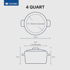 Daniks Modern Stainless Steel Stock Pot with Glass Lid – Induction 4 Quart, Dishwasher Safe, Heatproof Handles, For Soup, Pasta, Stew, Silver