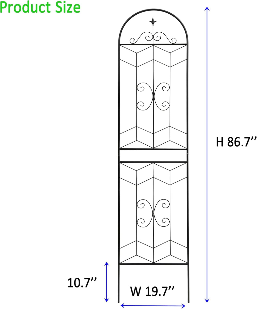2 Pack 87x20in Garden Trellises with Black Metal Coating, Trellis for Climbing Plants Outdoor, Roses, Vines, Flowers, and Vegetables.