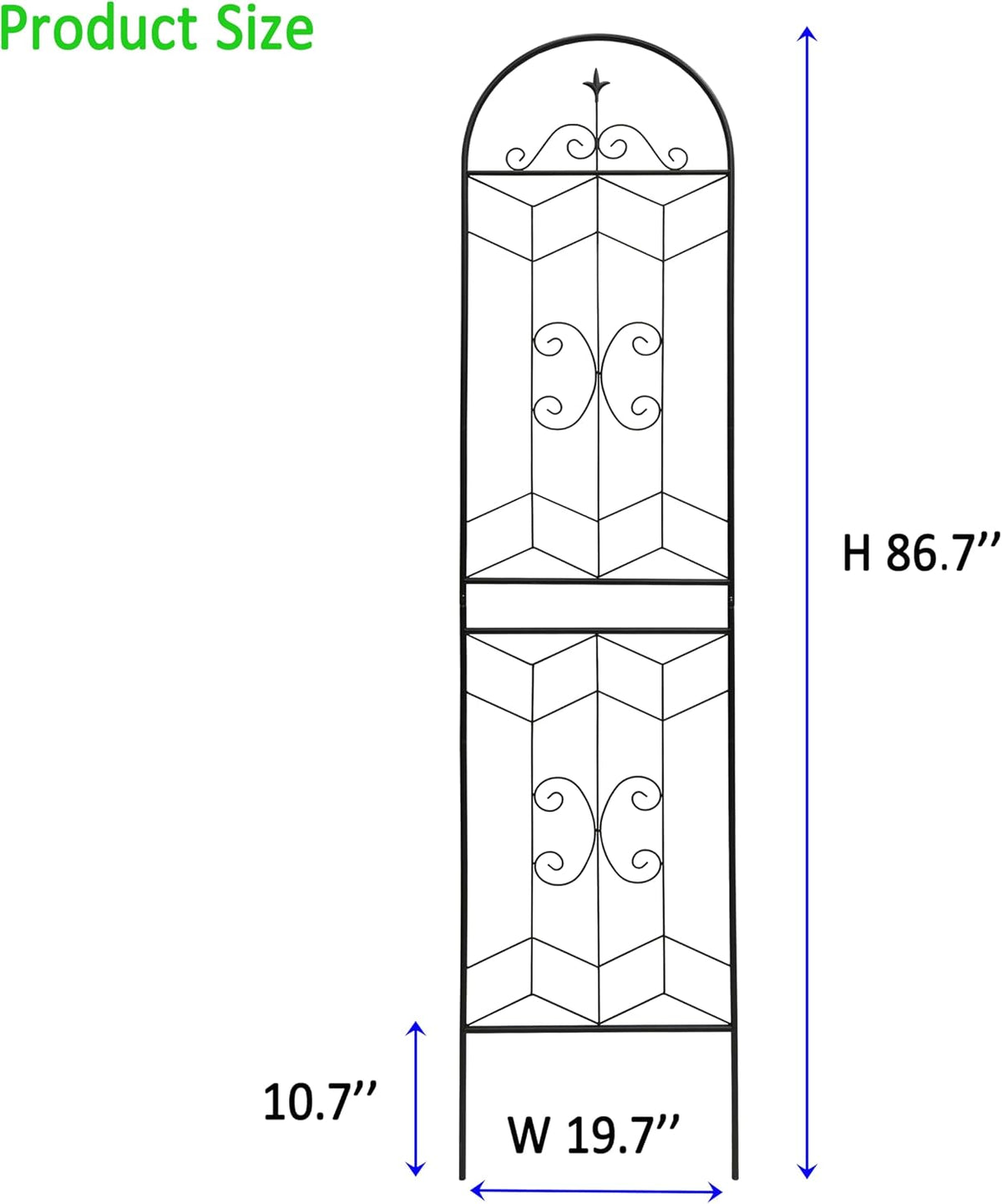 2 Pack 87x20in Garden Trellises with Black Metal Coating, Trellis for Climbing Plants Outdoor, Roses, Vines, Flowers, and Vegetables.