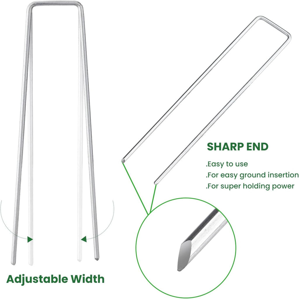 6 Inches Landscape Staples, Garden Stakes Securing Pegs for Securing Weed Fabric Landscape Fabric Netting Ground Sheets and Fleece, Heavy Duty Metal Tent Stakes, Halloween Decorations (20, Silver)