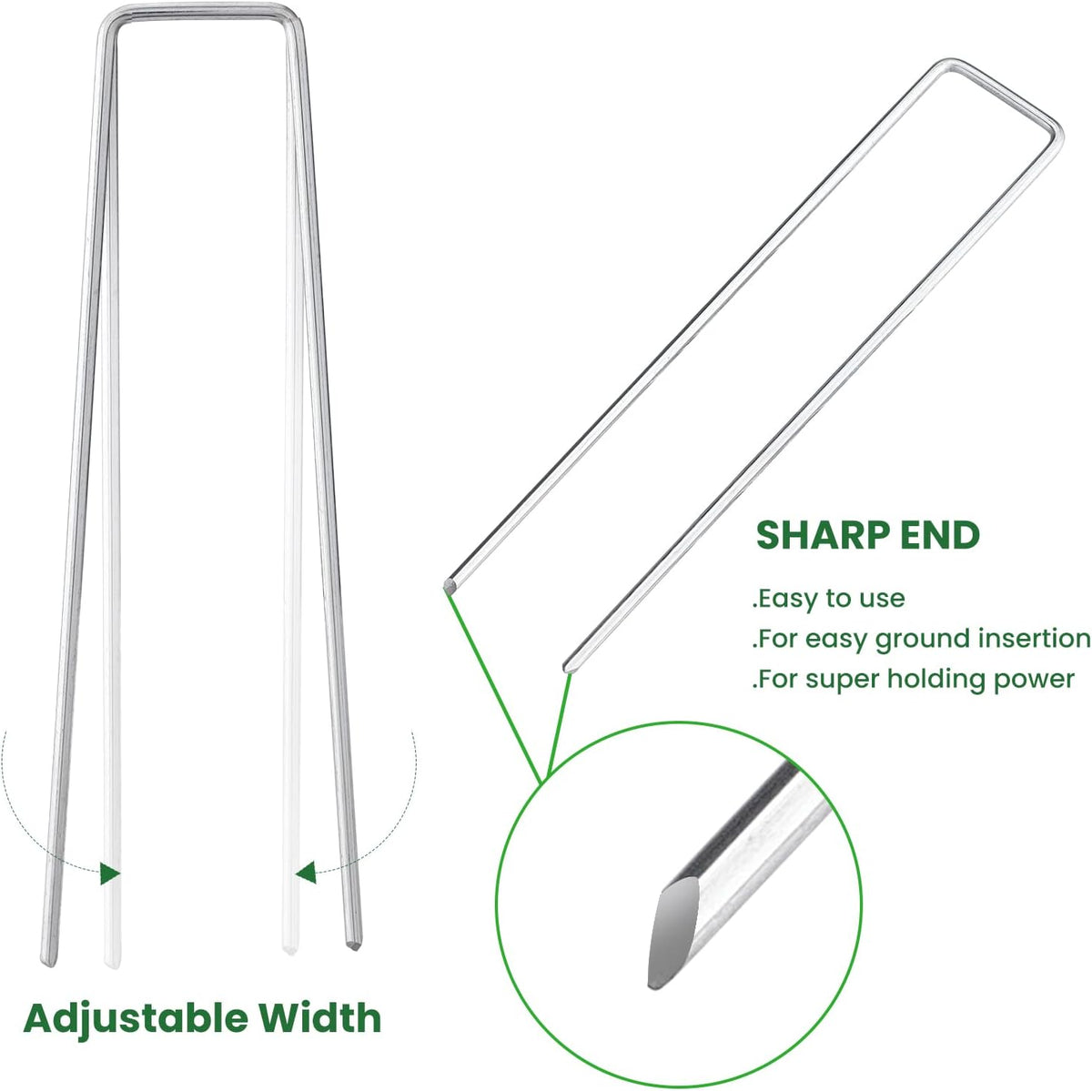 6 Inches Heavy Duty Galvanized Steel Garden Stakes Staples Securing Pegs for Securing Weed Fabric Landscape Fabric Netting Ground Sheets and Fleece, Christmas Decoration, Accessories (10, Silver)