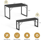 Gizoon 45.5" Dining Table Set for 4 with 2 Benches, Kitchen Table Set with Metal Frame & MDF Board, Space-Saving Dinette for Kitchen, Dining Room -Black