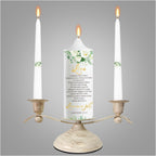 LakWilows Unity Wedding Candles Ceremony Set with Holder, Stable Rustic Unity Candle Stand, Christian Unity Wedding Candle Set with 1 Pillar and 2 Taper Candles