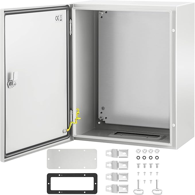 VEVOR NEMA Steel Enclosure, 20 x 16 x 10'' NEMA 4X Steel Electrical Box, IP66 Waterproof & Dustproof, Outdoor/Indoor Electrical Junction Box, with Mounting Plate