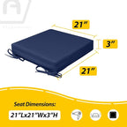 AAAAAcessories Outdoor Seat Cushions for Chairs, Waterproof, Fade-Resistant, 21" x 21" x 3", Patio Furniture Replacement Cushions, Set of 2, Navy Blue