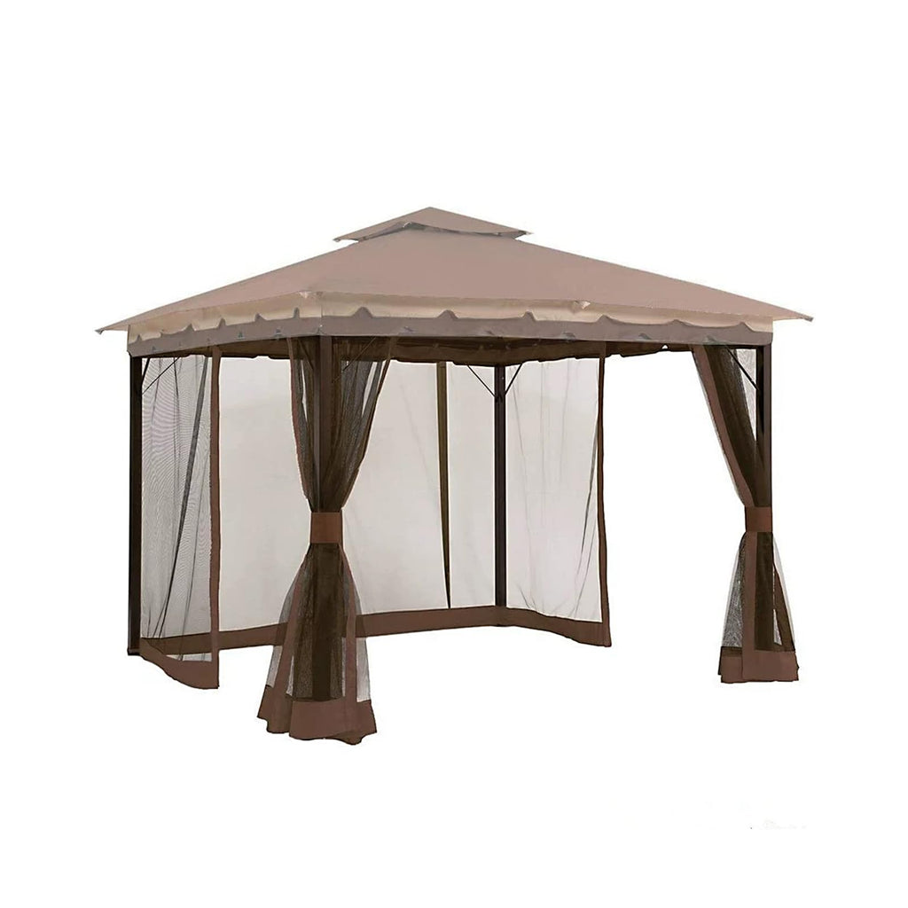 Gazebo Universal Replacement Mosquito Netting,10' x 12' Outdoor Canopy Net Screen 4-Panel Sidewall Curtain, with Zippers，Excluding Gazebo (Brown)
