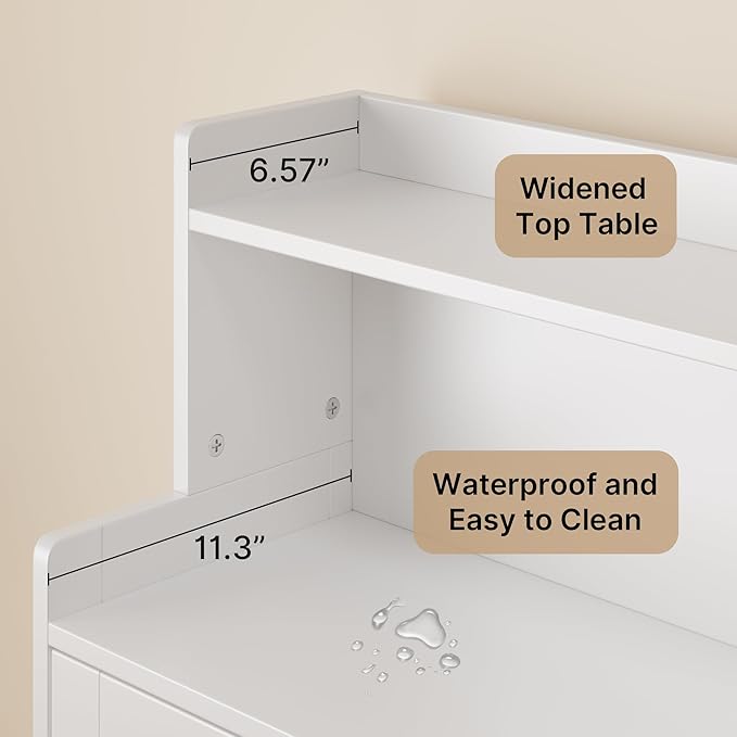 Gizoon 40" H Bathroom Storage Cabinet, Freestanding Organizer with 2 Doors, 2 Adjustable Shelves, Floor Pantry Cabinet for Dining Room, Kitchen, Living Room, Hallway, White