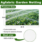 Agfabric Garden Netting 10'x25' Insect Pest Barrier Bird Netting for Garden Protection,Row Cover Mesh Netting for Vegetables Fruit Trees and Plants,White