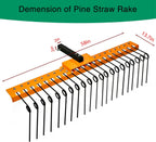 48" Durable Pine Straw Rake Steel Spring Landscape Rake Fits 2" Receiver for Lawn Tractors or ATV/UTV，Orange