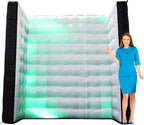 Black Inflatable Photo Booth Wall Background Straight Wall Background Party with Led Lights,Use in Advertising, Bars, Events, Trade Shows