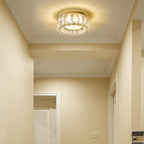 Modern Dimmable LED Luxury Crystal Gold Flush Mount Ceiling Light Fixture,7.87 Inch 15W,3CCT,Mini Round Close to Ceiling Chandelier for Hallway,Kitchen,Laundry Room,Entryway