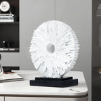 Abstract Statue for Home Decor,Office Desk Sculpture for Men,Creative Round Line Ornament for Bookshelf,Modern Decorative Sculpture,Bedroom,Livngroom,Table(White)