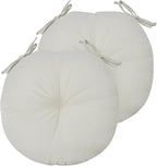 Bistro Chair Cushions 15 inch,Set of 2,Tufted Round Chair Cushions with Ties,15"x15"x4",Water Resistant Round Seat Cushion for Barstool Chairs,Patio Garden Kitchen Outdoor Furniture(Cream White)