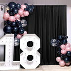AK TRADING CO. 10 feet x 10 feet IFR Polyester Backdrop Drapes Curtains Panels with Rod Pockets - Wedding Ceremony Party Home Window Decorations - Black (Pack of 12)