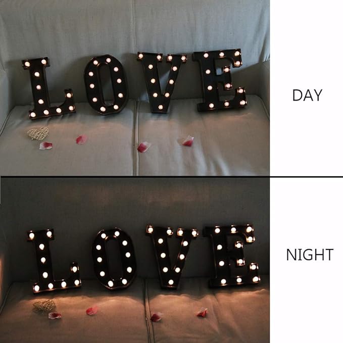 Light Up Black Alphabet Marquee Letters Sign LED Marquee Number Lights Sign for Night Light Home Bar Christmas Lamp Birthday Party Wedding Decorations B