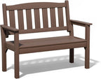 Psilvam 2-Person Outdoor Memorial Bench, All-Weather Poly Lumber Garden Bench, Rot-Resistant Outdoor Patio Bench for Park,Porch,and Church(Brown)