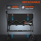 360LBS Heavy-Duty Wagons Carts Foldable 120L Collapsible Wagon Cart with Wheels and Tailgate, Folding Utility Wagon Carts for Groceries, Outdoor Camping, Shopping, Beach, Garden