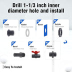 rain barrel spigot kit within 3/4 inch pvc bulkhead adapter 3/4" valve 5/8" plastic barb fitting, for 5/2.5/50/55/100 gallon water tank garden bucket outdoor rainwater collection