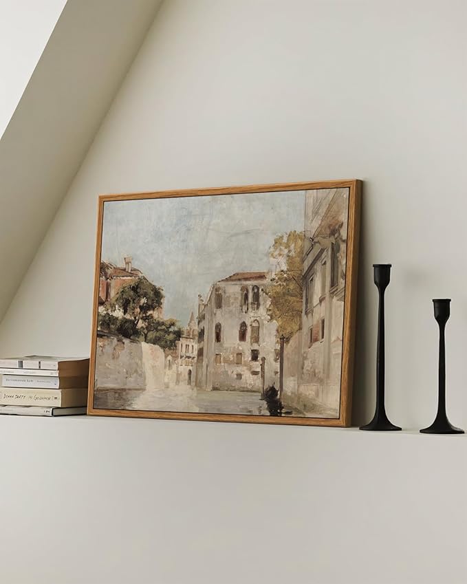 InSimSea Framed Wall Art for Living Room Classical Cityscape Artwork Wall Decorations View of Venice Canvas Prints Bathroom Pictures Farmhouse Office Home Wall Decor 11x14in