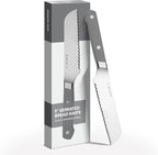 Misen Serrated Bread Knife – High-Carbon Japanese AUS8 Steel – Effortless Slicing of Bread, Pastries, and Fruits – Razor-Sharp Edge and Durable Blade with Ergonomic Handle - 5", Gray
