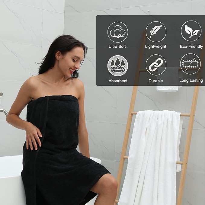 MINCHI 4 Piece Oversize Bath Towels Set, Ultra Soft Absorbent Bathroom Towel for Home and Hotel Shower Towel Oversized Bath Sheet, 35x70 Large Bath Towels 600 GSM, Black