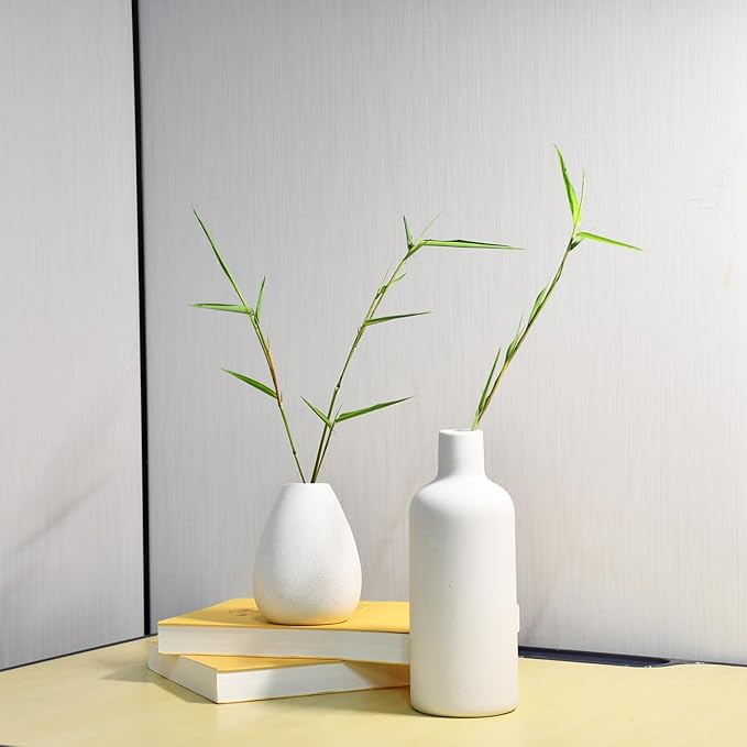 Vase Set of 4,White Decorative Vases for Home Decor,Bedroom,Farmhouse,Study Room,Living Room Decor Ceramic Small Vases Modern Dry Flower Vase