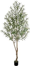 7FT Olive Tree Artificial Indoor, 84in Tall Faux Olive Tree with Pot, Fake Potted Tree with Fruits for Home Office Decor