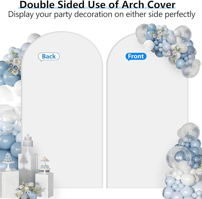 Hemmotop White Arch Backdrop Cover (No Arch Backdrop Stand), 6 ft Spandex Stretchy 2-Sided Arch Stand Covers, Ideal for Wedding, Baby Shower, Ceremony Party Decoration, Ballloon Arches