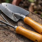 3-in-1 Heavy Duty Gardening Tools Kit, Premium Carbon Steel Garden Hand Tools with Ergonomic Wooden Handle Includes Trowel, Transplanter, and Cultivator, Ideal Gardening Gifts for Gardener
