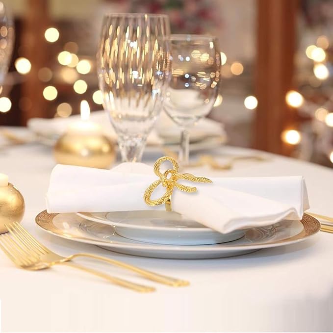 Pack of 50 Napkin Rings Alloy Hollow Out Flower Napkin Holder Dinning Table Napkin Ring for Dinner Parties Wedding Banquet Table Setting Family Gatherings Table Decor（Gold，50）
