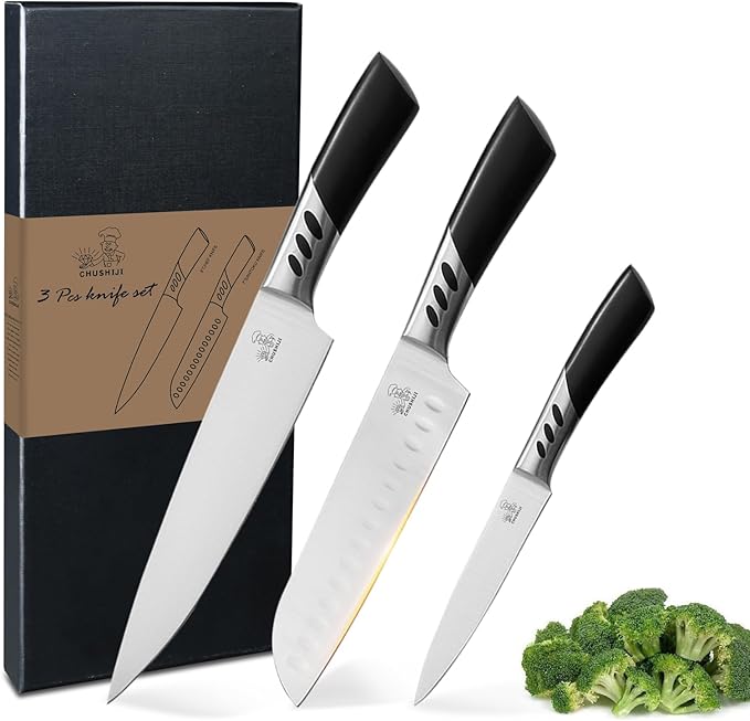 Knife Set,kitchen knives,3PCS kitchen knives set,high carbon Stainless Steel Knife Set,8 Inch Chef Knife set,7 Inch Santoku Knife,5 Inch Utility Knife for BBQ or gifts