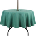 Outdoor Tablecloth Wrinkle-Free Stain Resistant Waterproof Polyester Fabric Table Cover with Zipper Umbrella Hole for Picnic/Party/Dinner/Patio Garden(60inch Round,Zippered,Green)