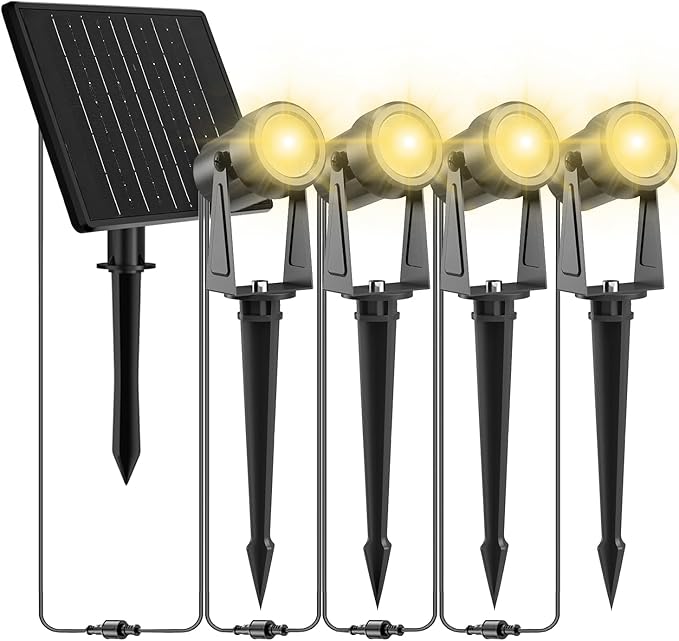 ZYAN Solar Landscape Spotlights Outdoor Waterproof IP65, Bright Solar Powered Garden Yard Spot Lights for Outside Plant, Tree, Pathway, Auto On/Off Wall Lights for Walkway, Lawn, Pool Areas-4 Pack