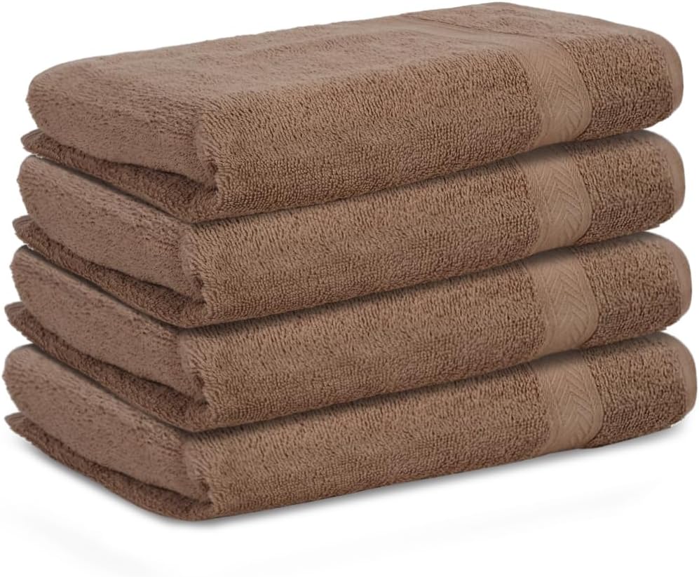 Casa Lino 4 Pack Hand Towels for Bathroom, 18"x28", 100% Cotton, Ultra Soft & Highly Absorbent, Premium Luxury Towels for Gym, Shower, Hotel, New Apartment Essentials, Brown